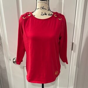 MICHAEL Michael Kors Red and Gold 3/4 Sleeve tee.